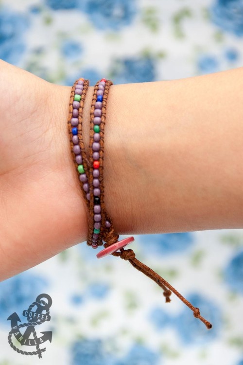 Solid Oak: Beaded Wrap Bracelet Kit - Pale Rose