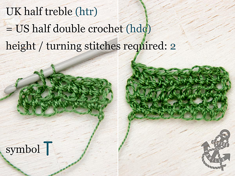 is half treble half double crochet UK and US crochet stitches conversion chart