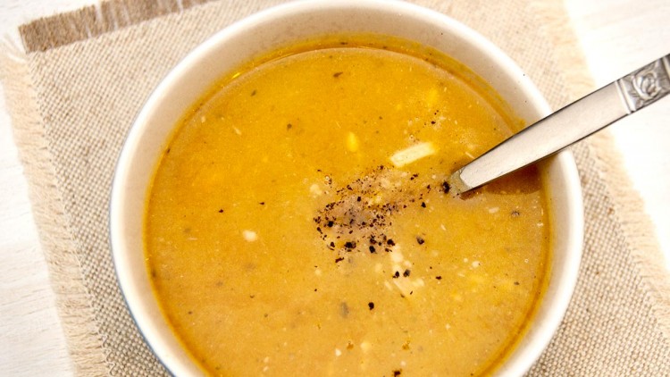 Garlicky Butternut Squash Soup with Cheese & Balsamic Vinegar
