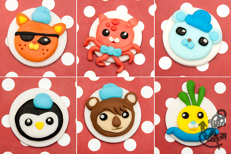 Octonauts characters cake Captain Barnacles Turnip Shellington Sea Otter Professor Inkling Octopus Kwazii Kitten Peso Penguin 