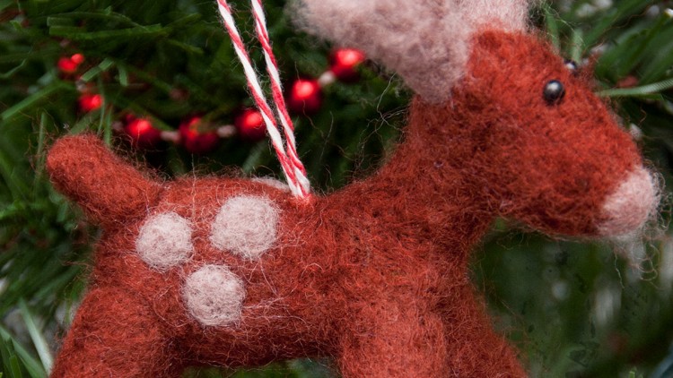 Needle Felted Reindeer Ornament