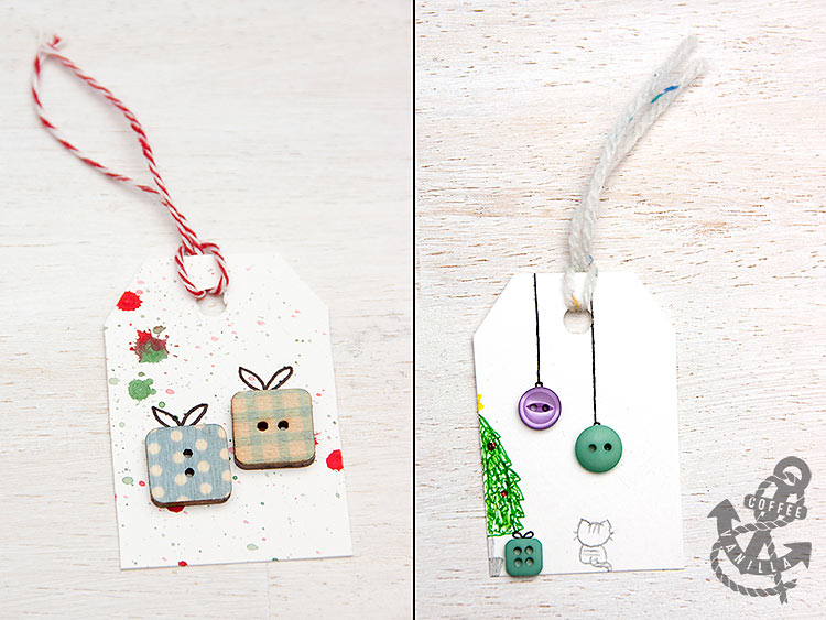 handmade diy gift tags with Christmas parcels design