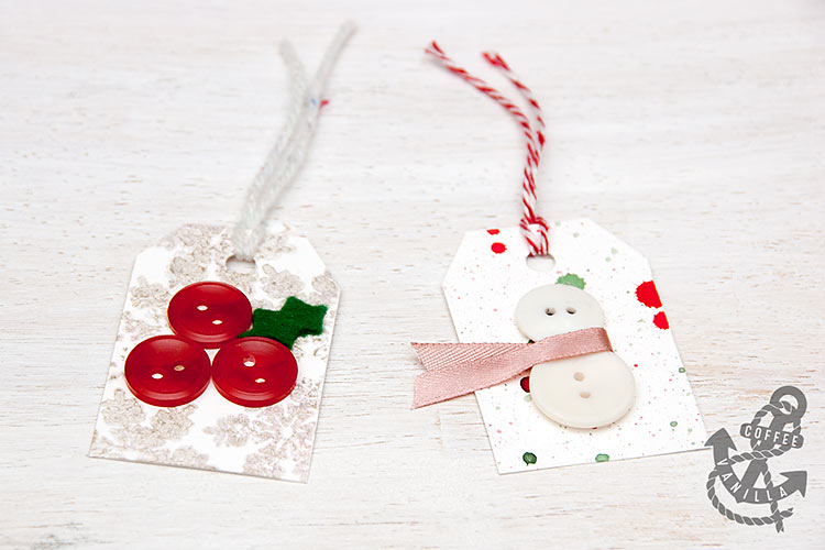 holy ivy snowman snowflake pattern gift tags with buttons