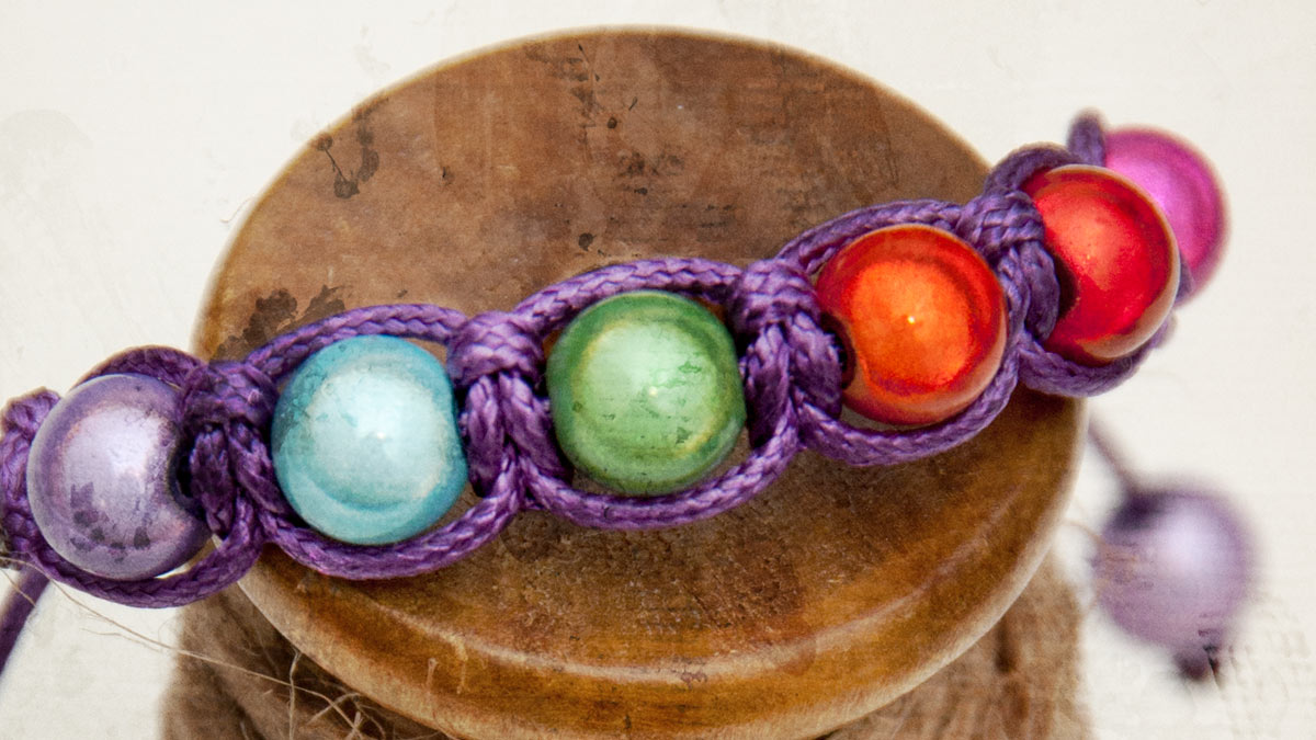 Braided Bracelet in Rose Gold and Tourmaline Beads 