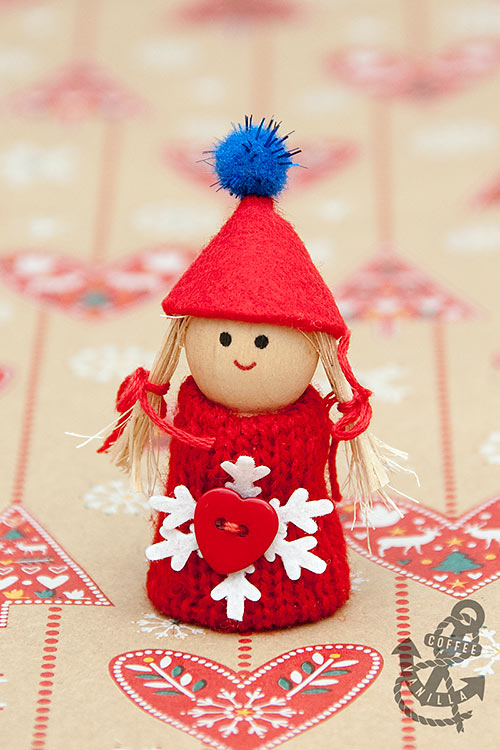 wooden peg Santa girl