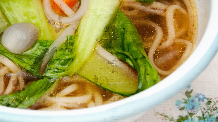 Pak Choi & Noodle Soup with Lemon Grass