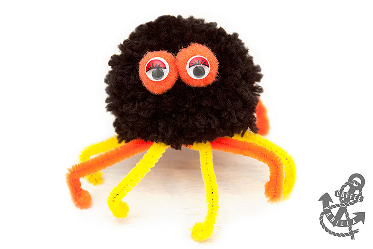 pompom spider kids crafts for Halloween