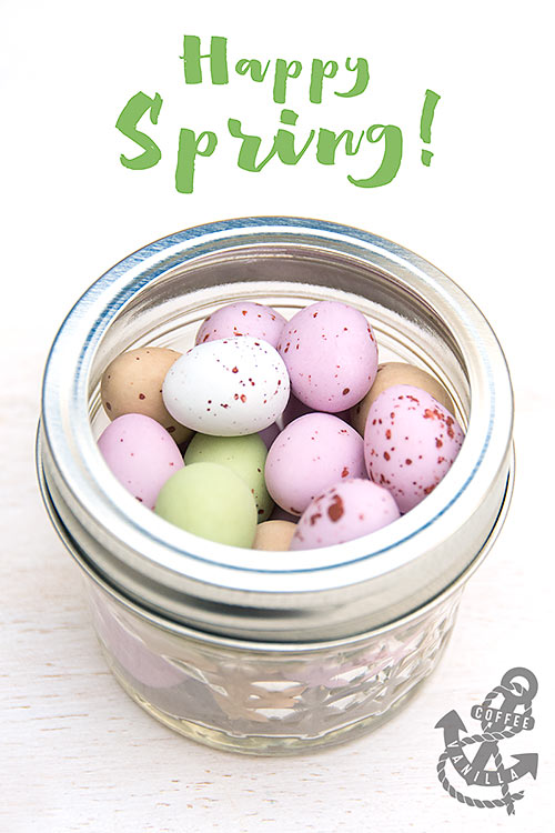 speckled Easter chocolate eggs in Ball's jar 