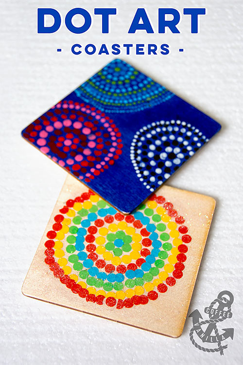 dot art wooden coasters 