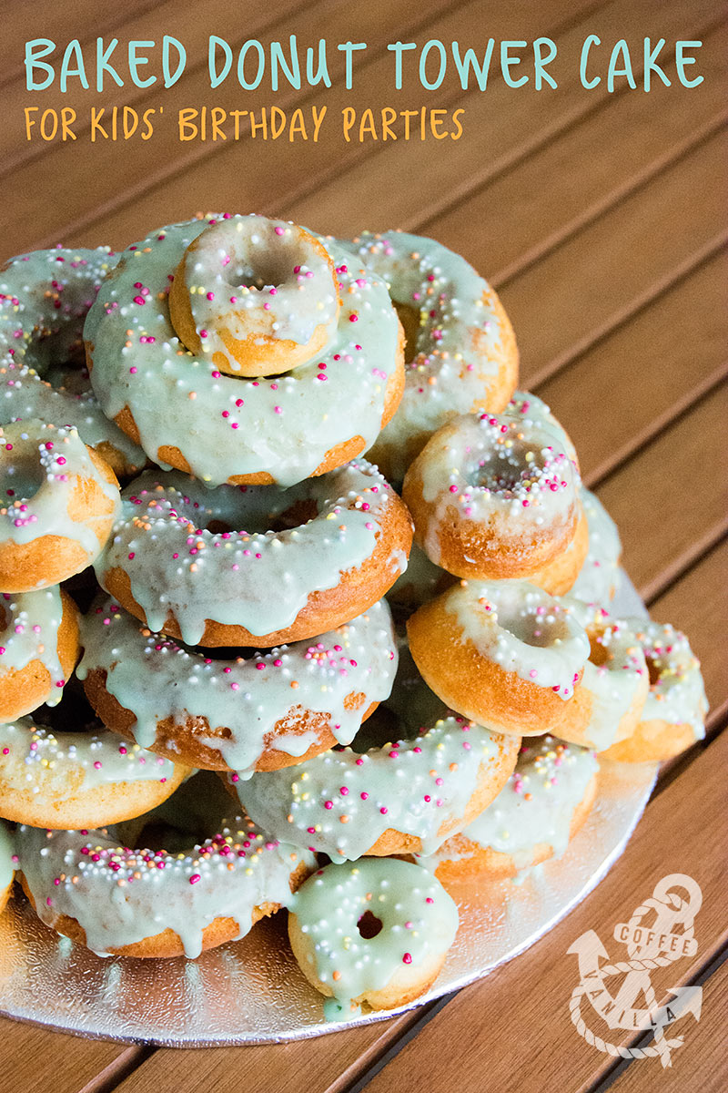 Baked Donut Tower Cake for Kids' Birthday Parties » Coffee & Vanilla
