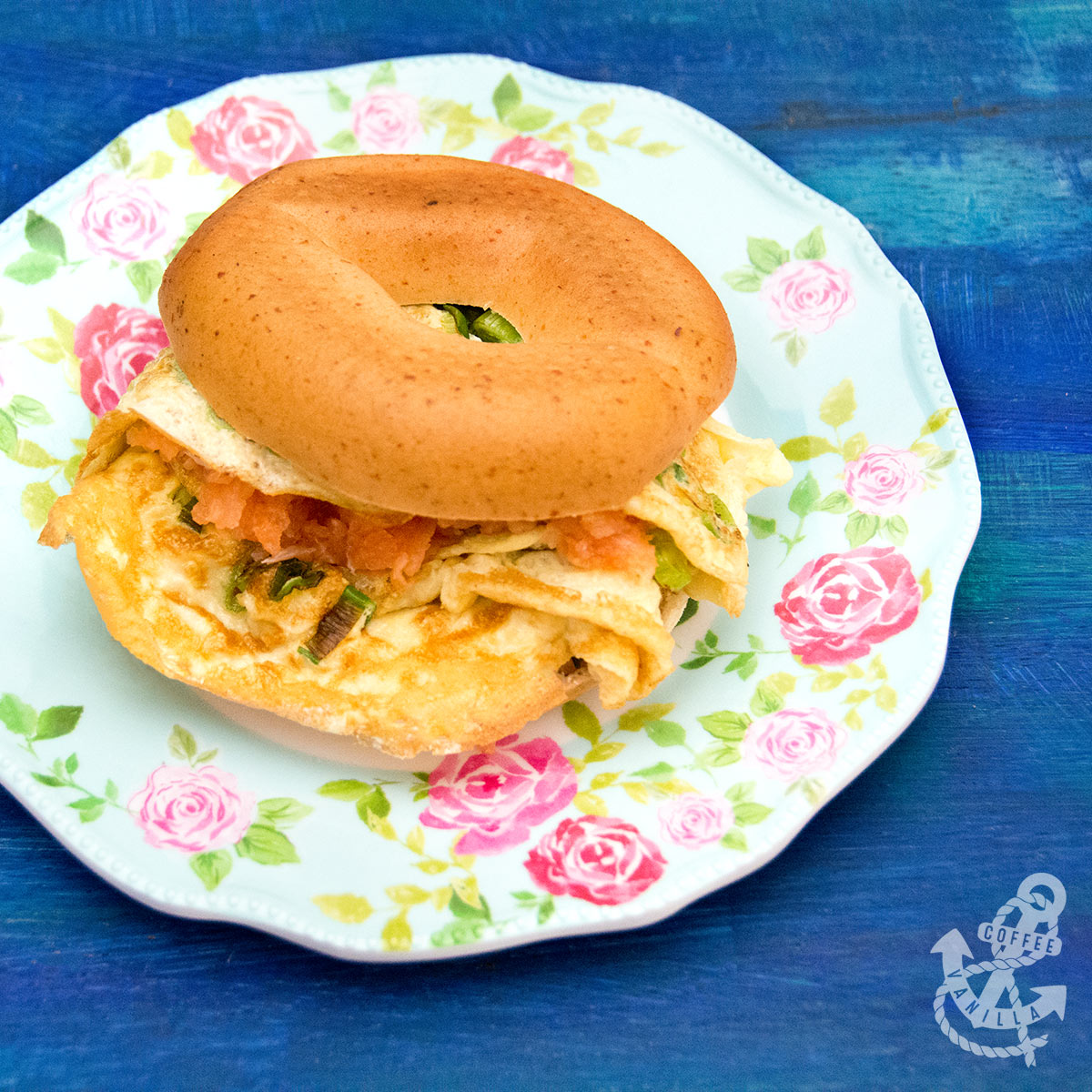 Egg Salmon Bagel Sandwich with Spring Onions Gluten Free » Coffee
