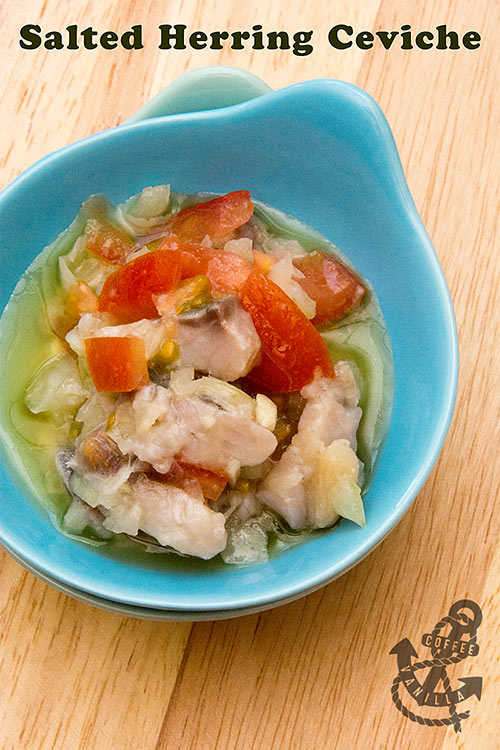 ceviche made with salted herring filets 