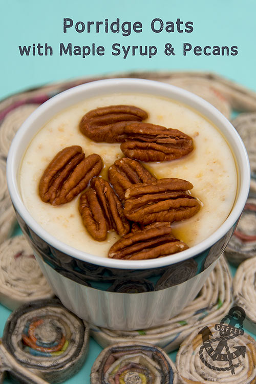 porridge oats with maple syrup and pecans