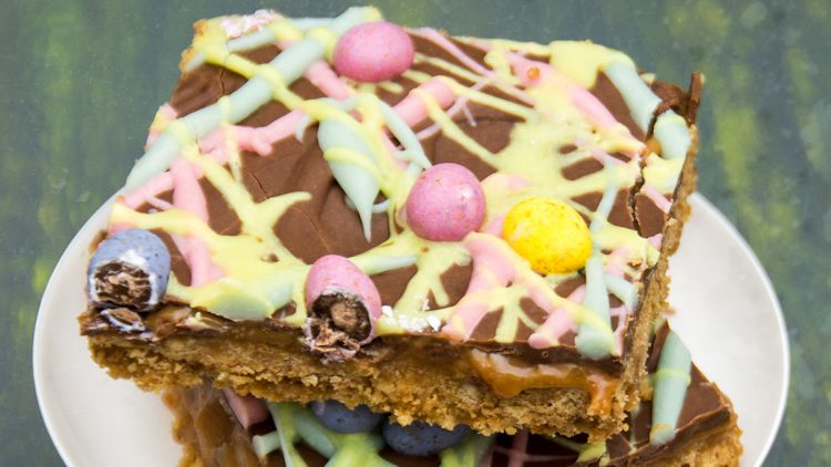 No-Bake Millionaire’s Shortbread with Leftover Easter Eggs