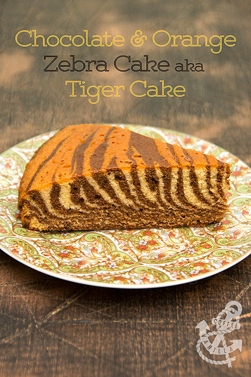 traditional chocolate and orange flavoured stripy zebra cake 